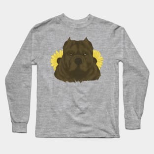 Chocolate American Bully with Sunflowers Long Sleeve T-Shirt